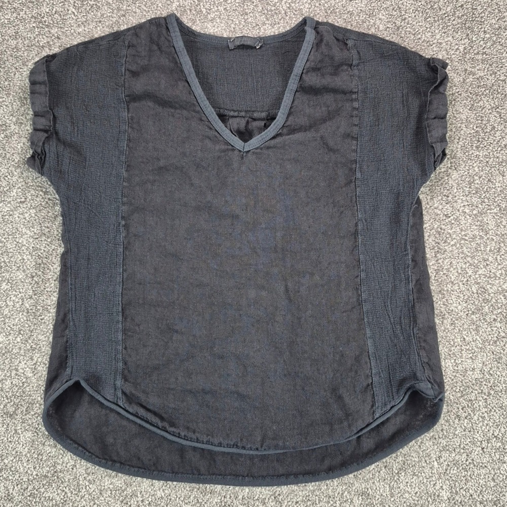 Meo Meli Top Womens Medium Black Linen Cotton Lagenlook Made in Italy